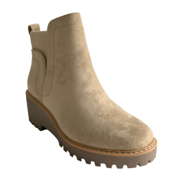 Dv Dolce Vita Faux Leather Platform Bootie Rango Lug Sole Wedge Tan 8.5 - Picture 10 of 14